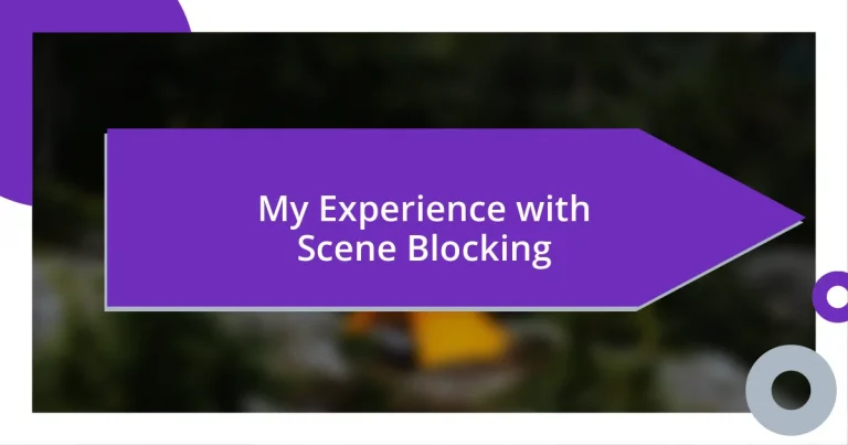 My Experience with Scene Blocking